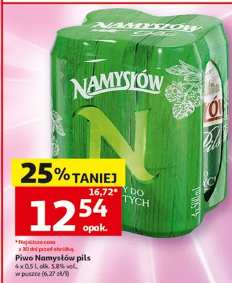 Piwo Namysłów Pils 4-pak 500ml promocja w Auchan