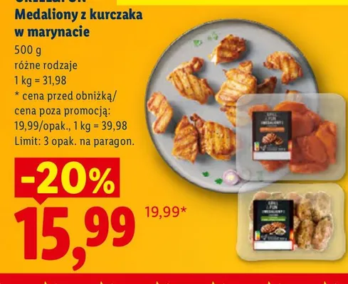 Medaliony z kurczaka w marynacie Grill & Fun promocja w Lidl