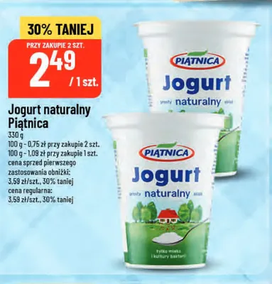 Jogurt naturalny Piątnica promocja w POLOmarket