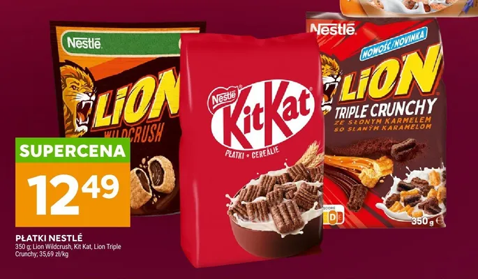 Płatki Lion Triple Crunchy ze słonym karmelem Nestlé promocja w Stokrotka