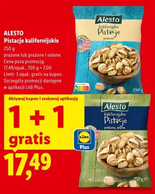 Pistacje kalifornijskie prażone Alesto promocja w Lidl