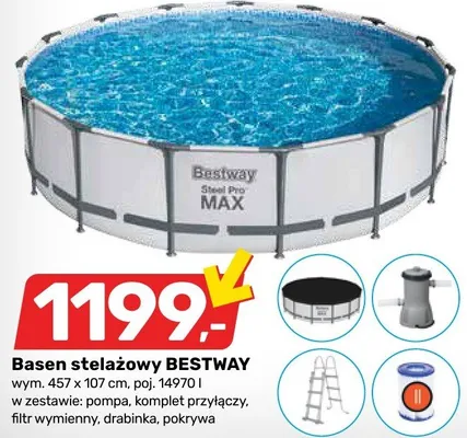 Basen stelażowy Bestway Steel Pro MAX 457x107cm poj. 14970l promocja w Bricomarche