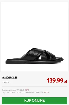 Klapki Gino Rossi promocja w eobuwie.pl