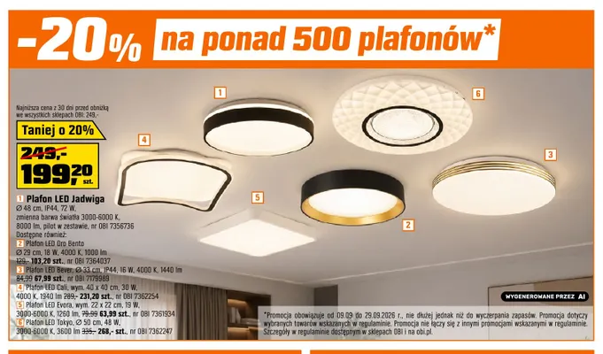 Plafon LED Tokyo promocja w OBI