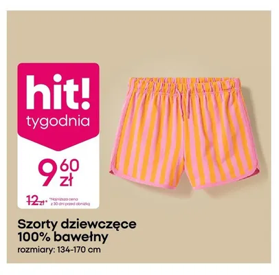 Szorty dziewczęce 100% bawełny promocja w Pepco