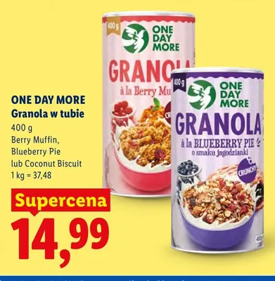 Granola w tubie Coconut Biscuit One Day More promocja w Lidl