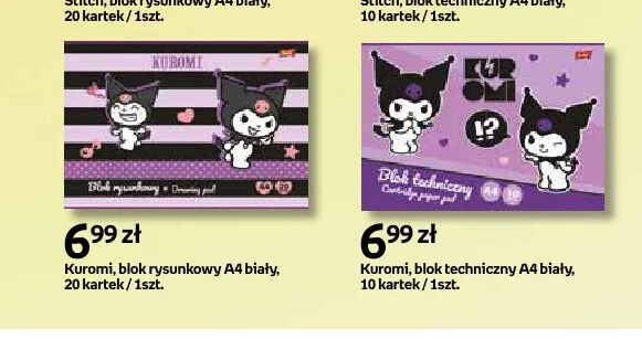 Kuromi blok techniczny A4 biały promocja w Empik