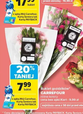 Bukiet goździków Carrefour promocja w Carrefour