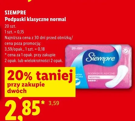 Podpaski klasyczne normal SIEMPRE promocja w Lidl