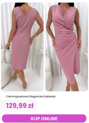 Sukienka elegancka ciemnopudrowa ModnaKiecka.pl promocja w Modna Kiecka