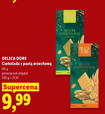 Czekolada z pastą orzechową Delica Dore pistacja promocja w Lidl