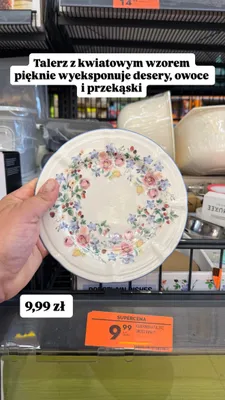 Talerz z kwiatowym wzorem promocja w Biedronka