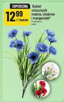 Bukiet sztucznych maków, chabrów i margaretek promocja w POLOmarket