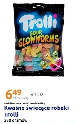 Kwaśne świecące robaki Trolli Sour Glowworms promocja w Action