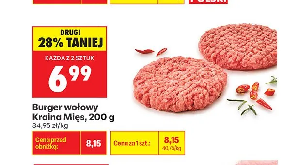 Burger wołowy Kraina Mięs promocja w Biedronka