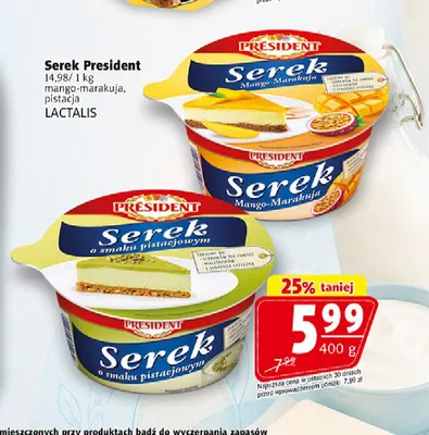 Serek o smaku pistacjowym Président promocja w Prim Market