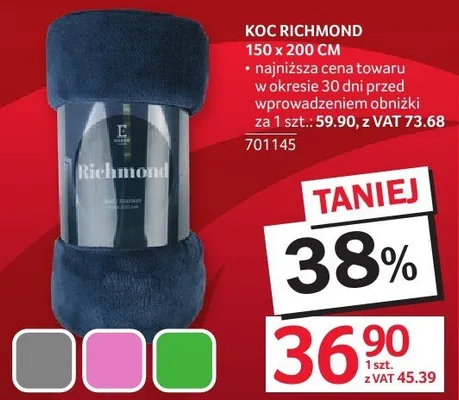 Koc Richmond 150x200 cm promocja w Selgros