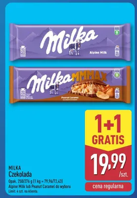 Czekolada alpine milk lub peanut caramel promocja w Aldi