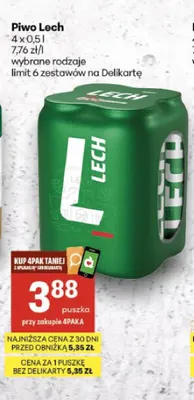 Piwo Lech Premium 4-pak 500 ml promocja w Delikatesy Centrum