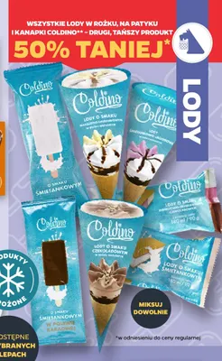 Lody w rożku śmietankowo-jagodowe Coldino promocja w Netto