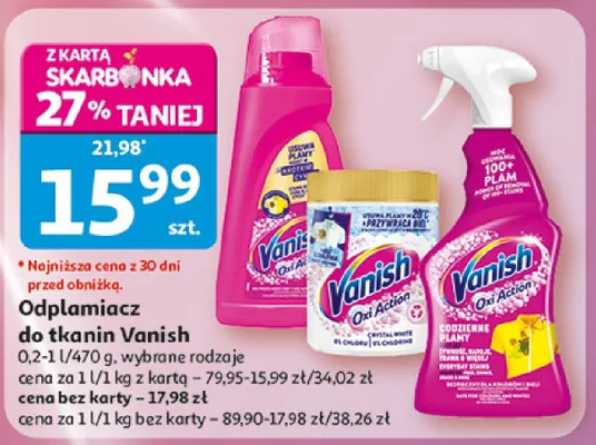 Odplamiacz do tkanin Vanish Oxi Action promocja w Auchan