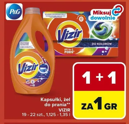 Kapsułki, żel do prania Vizir promocja w Carrefour Market