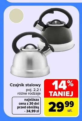 Czajnik stalowy 2,2 l promocja w Carrefour