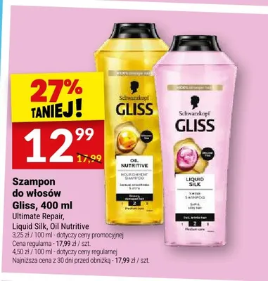 Szampon do włosów Gliss Ultimate Repair promocja w Twój Market
