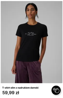 T-shirt slim z nadrukiem damski 4F promocja w 4F