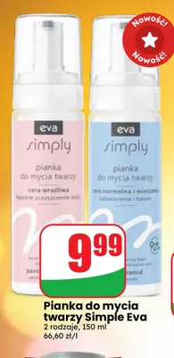 Pianka do mycia twarzy cera normalna i mieszana Eva Simply promocja w Dino