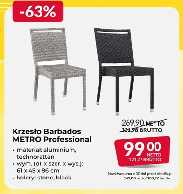 Krzesło Barbados METRO Professional promocja w Makro