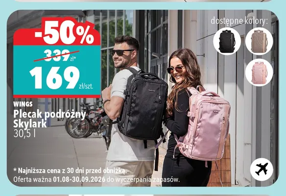 Plecak podróżny Wings Skylark promocja w Biedronka Home