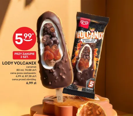 Lody Volcanix caramel promocja w Żabka