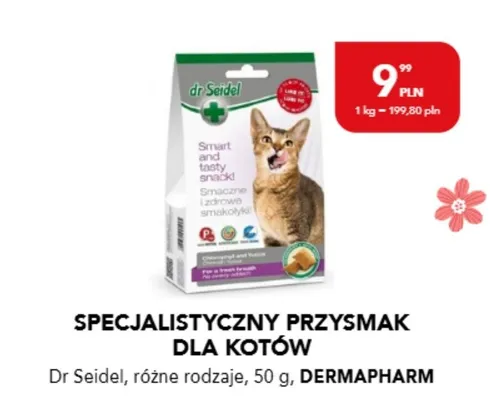 Specjalistyczny przysmak dla kotów Dr Seidel Dermapharm promocja w Aquael zoo