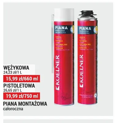 Piana montażowa pistoletowa całoroczna Koelner promocja w Merkury Market