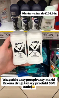 Wszystkie antyperspiranty marki Rexona DRUGI -50% promocja w Dino