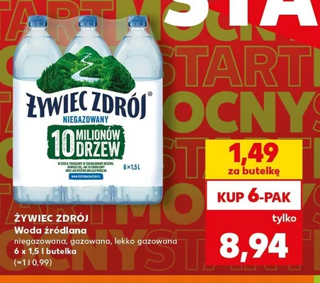 Woda źródlana Żywiec Zdrój niegazowana 6-pak 1,5 l promocja w Kaufland