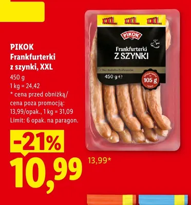 Frankfurterki z szynki Pikok XXL promocja w Lidl