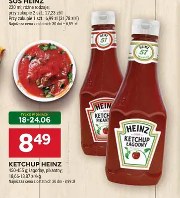 Ketchup Heinz łagodny promocja w Stokrotka