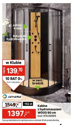Kabina z hydromasażem WOOD 90 cm Savana promocja w Leroy Merlin