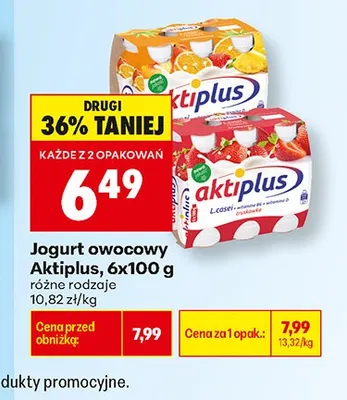 Jogurt owocowy Aktiplus wieloowocowy 6-pak promocja w Biedronka