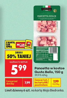 Pancetta w kostce Gusto Bello promocja w Biedronka