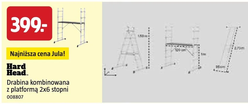 Drabina kombinowana z platformą 2x6 stopni promocja w Jula