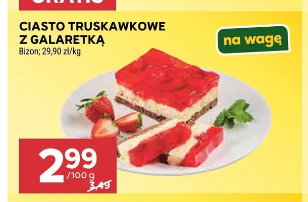 Ciasto truskawkowe z galaretką Bizon promocja w Stokrotka