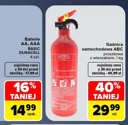 Gaśnica samochodowa Abc proszkowa z wieszakiem promocja w Carrefour