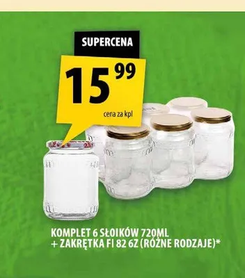 Komplet 6 słoików Galicja 720 ml z zakrętkami fi 82 promocja w Arhelan