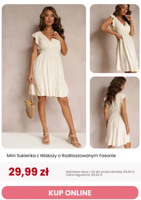 Sukienka mini z wiskozy o rozkloszowanym fasonie Renee promocja w Renee