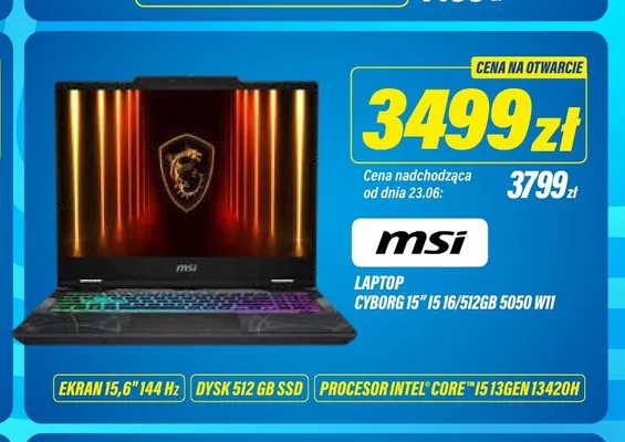 Laptop MSI Cyborg 15 promocja w RTV EURO AGD