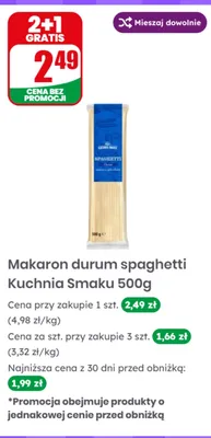 Makaron durum spaghetti Kuchnia Smaku promocja w Dino
