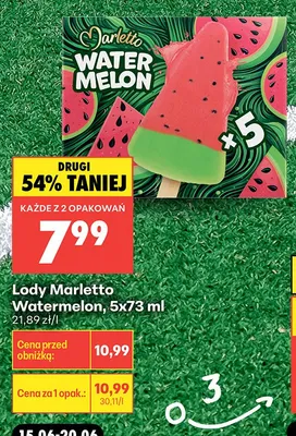 Lody Marletto Watermelon 5-pak 73 ml promocja w Biedronka